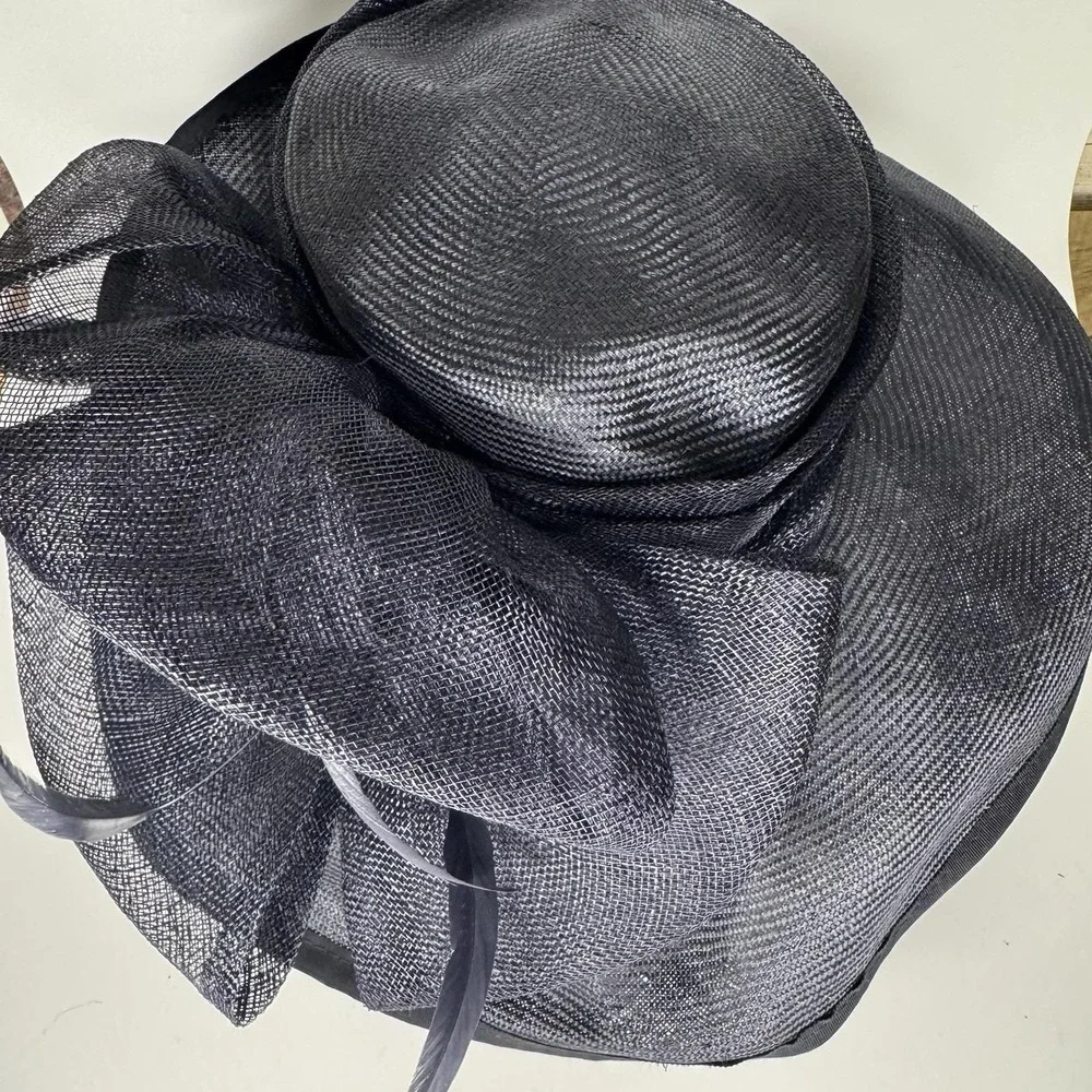 Vintage Ruth Kropveld Chapeau Creations Navy Organza Bow‎ Occasion Hat w Tag